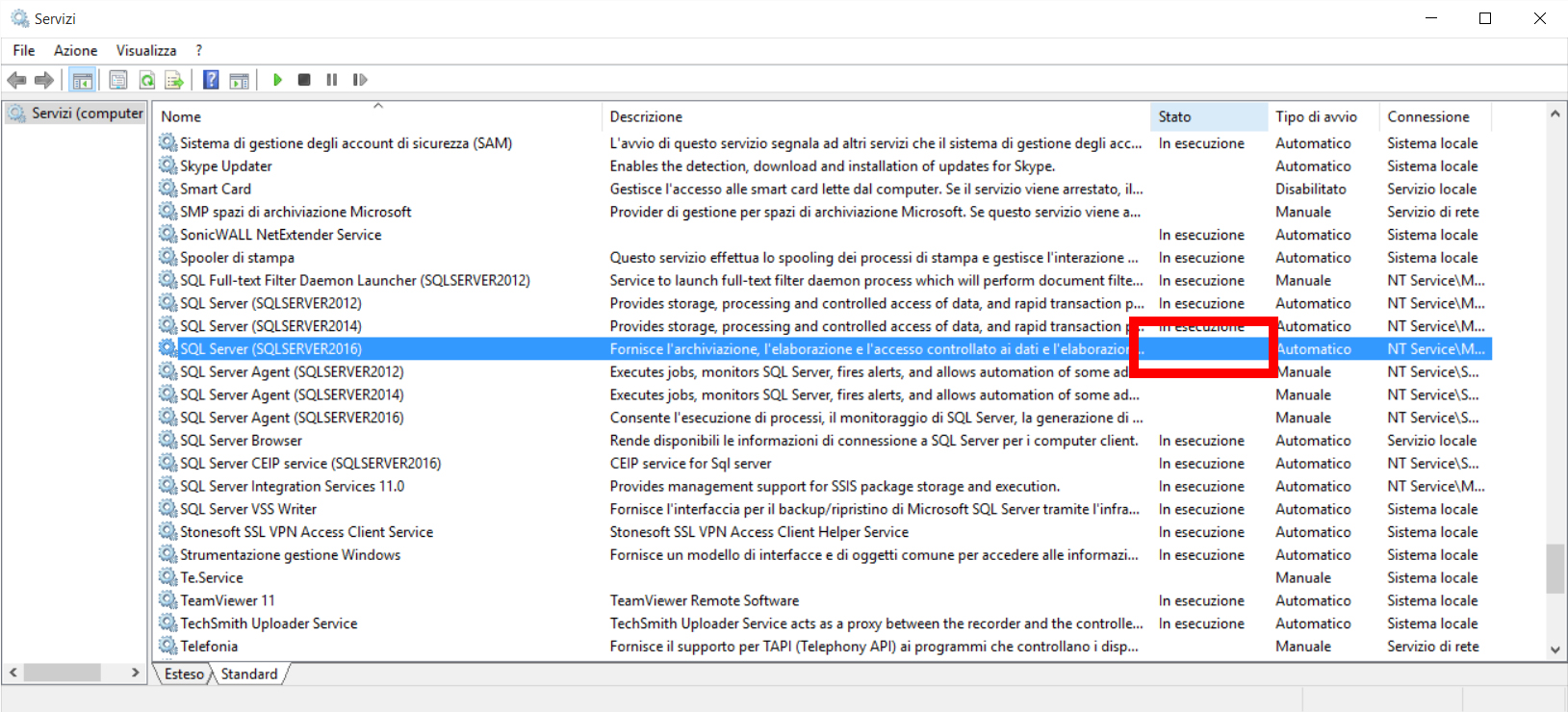 SQLServer 2016 non si avvia 2